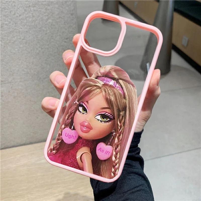 Roztomilý Bratz panenka Cukrový průhledný kryt na telefon Pro iPhone 16 13 12 mini 11 12 14 Pro X XR XS Max 7 8Plus SE20 Nárazuvzdorný zadní kryt