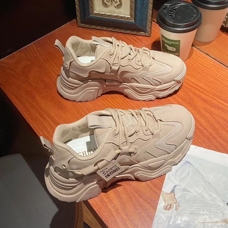 Móda Nová móda Platformové boty pro ženy Venkovní Šněrovací Ležérní boty Prodyšné Robustní Tenisky Dámské Protiskluzové Zapatillas Mujer