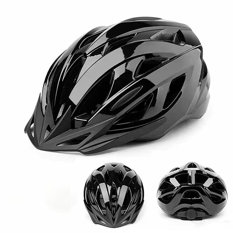 Adult Bike Helmet, Lightweight Breathable Adjustable Cycling Helmet with 20 Vents, Detachable Visor, for Road & Mountain Biking чёрный