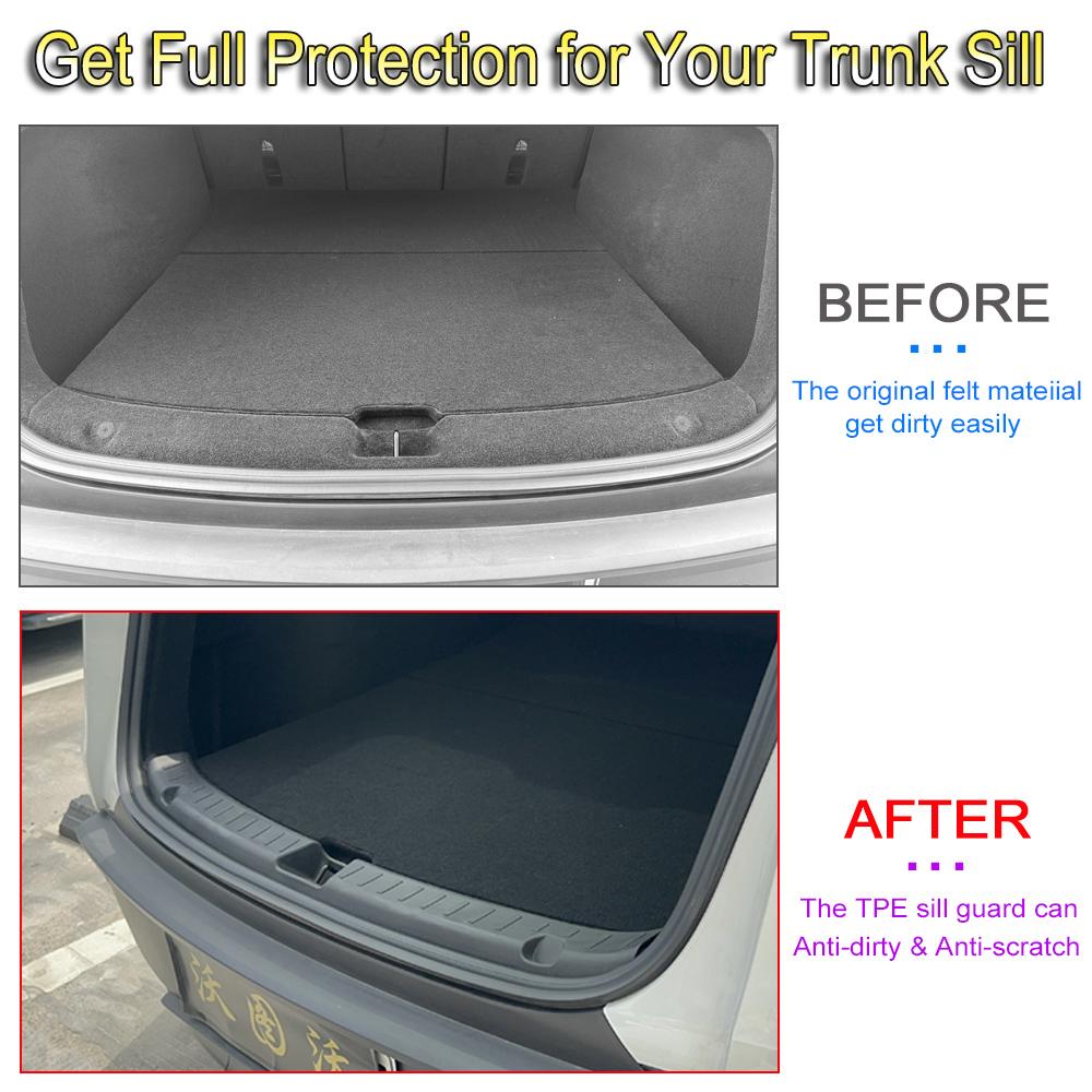USVOTOV For Tesla Model Y Juniper Rear Bumper Guard 2025 2026 Accessories 3D Trunk Door Sill Protector Cover Cargo TPE Mat Liner