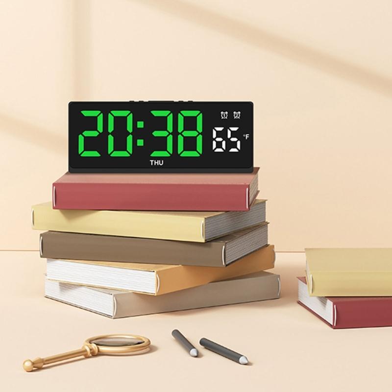 LED Digital Alarm Clock Wall Clock with Timer Date Temperature Display Bed Side Clock for Student,Office,Travel Use