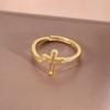 Fashionable and Minimalist Design Hollow Cross Opening Ring, Suitable for Women's Daily Wear, Holiday  Gifts