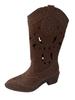 Brown hollow western cowboy boots women's 2025 autumn new embroidered thick heel mid-tube boots retro v-mouth knight boots