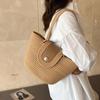 Bohemian Ethnic Straw Shoulder Handbag - Woven Market Style Bucket Bag