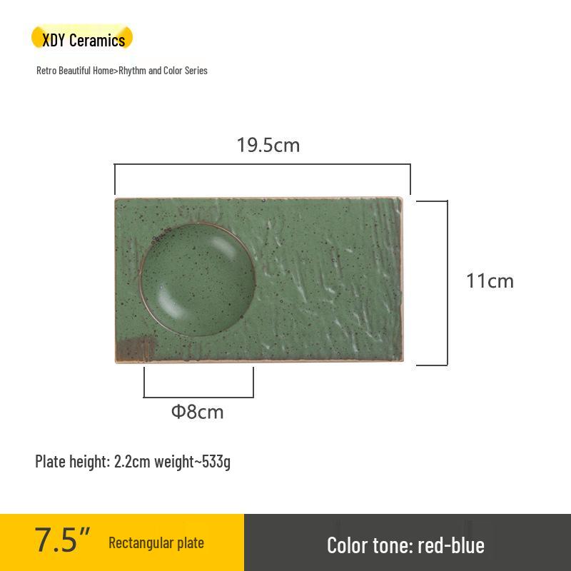 Japanese Minimalist Ceramic Plate for Sushi and Dumplings - Exquisite Underglaze Design