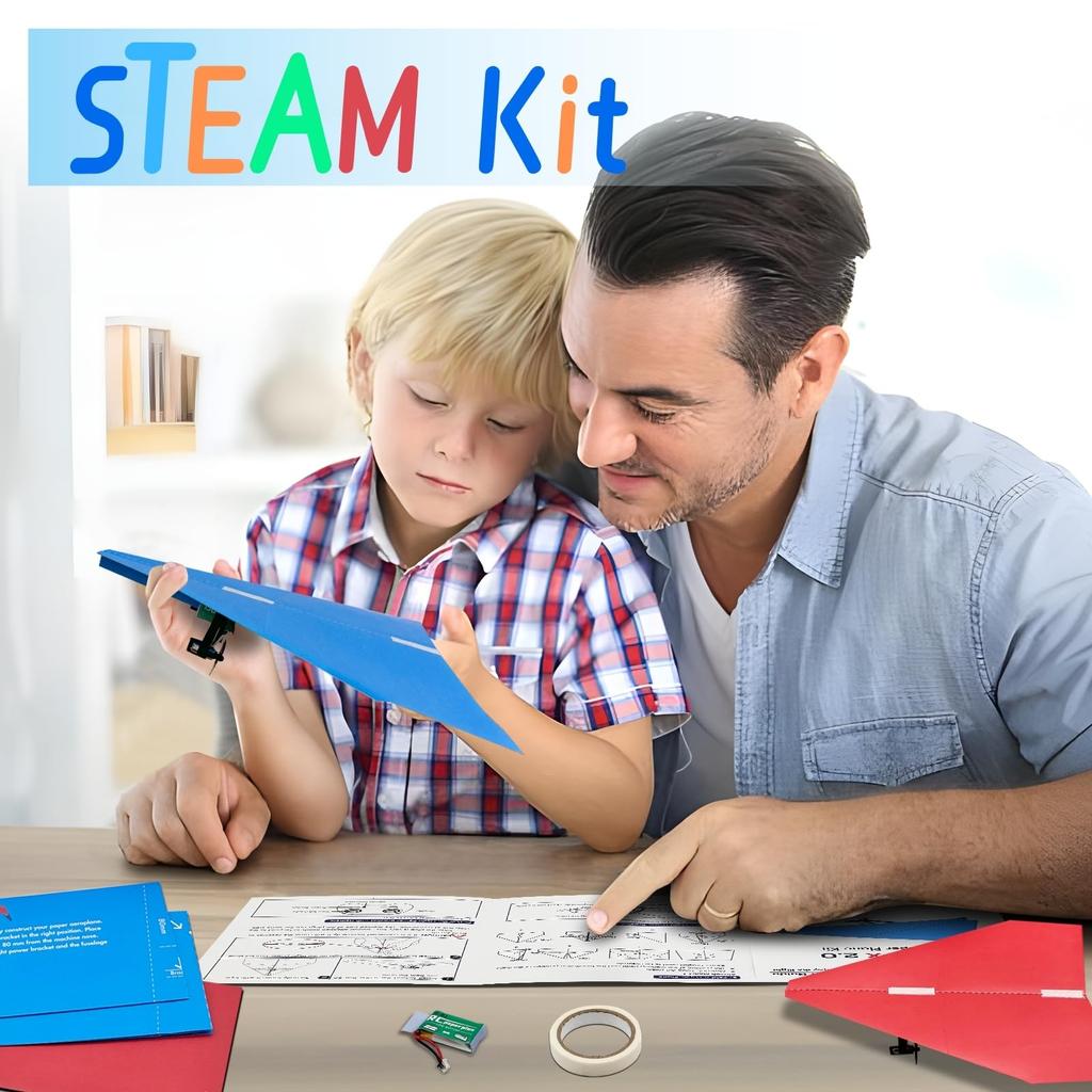 HAWK'S WORK RC Paper Airplane, Remote Control Airplane Kit with Colored Paper, Super Easy Flying Toy for Kids, DIY STEM Kit (Birdy X 2.0)