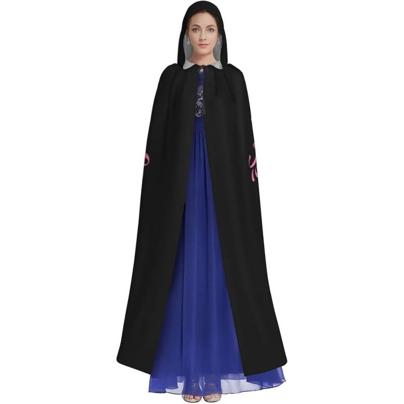 Pink Ribbon Butterfly Breast Cancer Unisex Hooded Cloak Cape for Christmas Halloween Cosplay Costumes