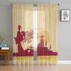 Abstract Japanese Landscape Sheer Curtains For Bedroom Living Room Tulle Curtains For Kitchen Window Voile Curtains
