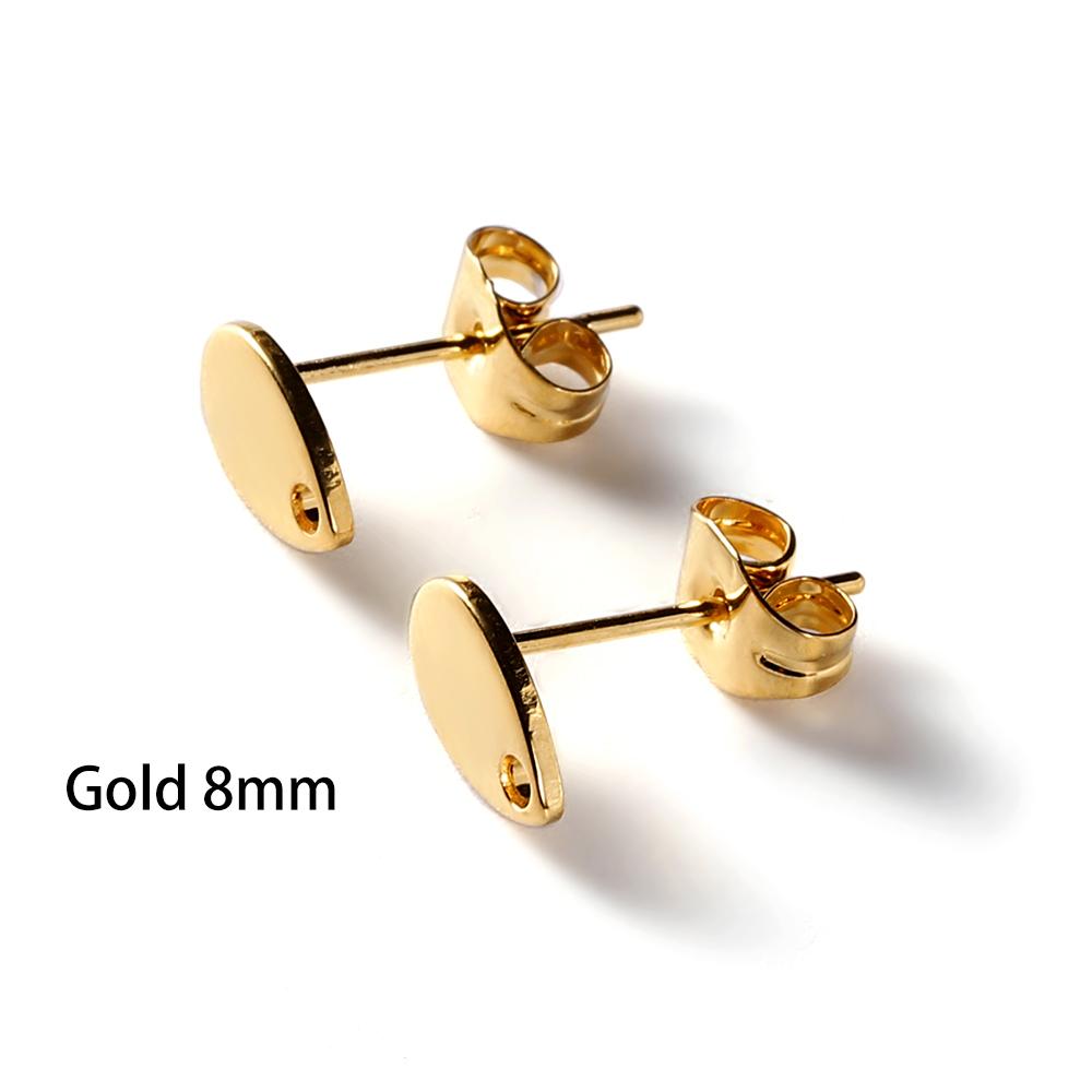 10Pcs Gold Color Stainless Steel Geometric Flower Earring Stud Round Earrings Base Connectors for DIY Jewelry Making Accessories