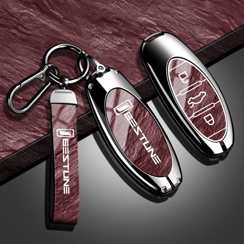 New Fashion Auto Key Fob Cover Case Fit For Faw Bestune T77 T77Pro New B70 T55 T33 T99 Zinc Alloy Tpu Stone Pattern Key Ring Auto Accessories