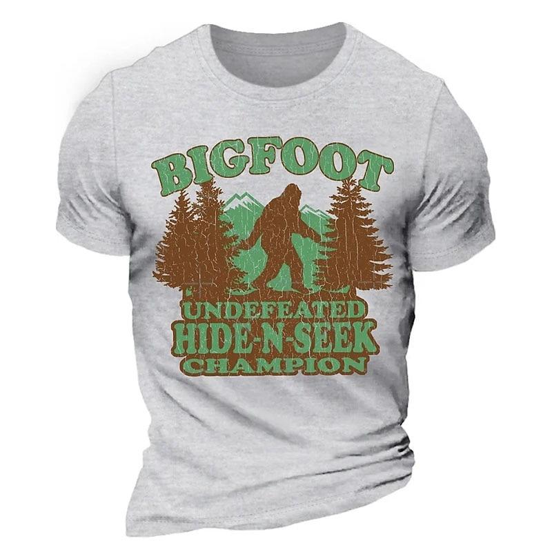 Mens Graphic T-Shirt Bigfoot Undefeated Hide-N-Seek Champion Funny Short Sleeve S