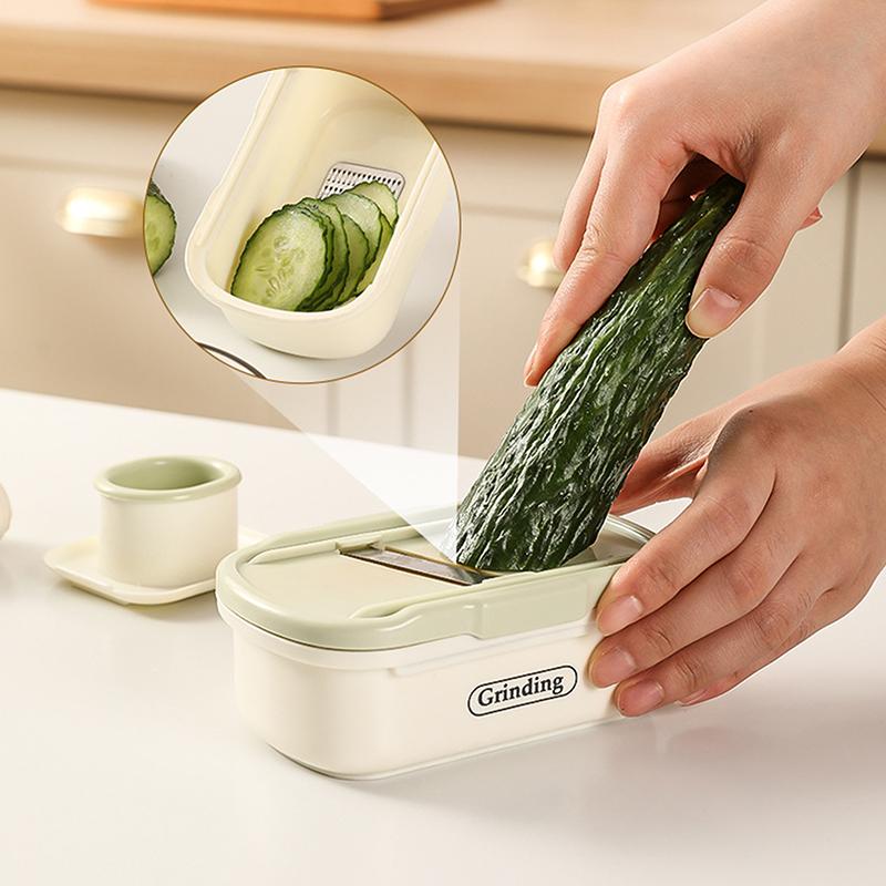 Garlic Cutter Manual Cucumber Slicer Stainless Steel Multifunctional Kitchen Gadget Compact Garlic Mincer Ginger Grater