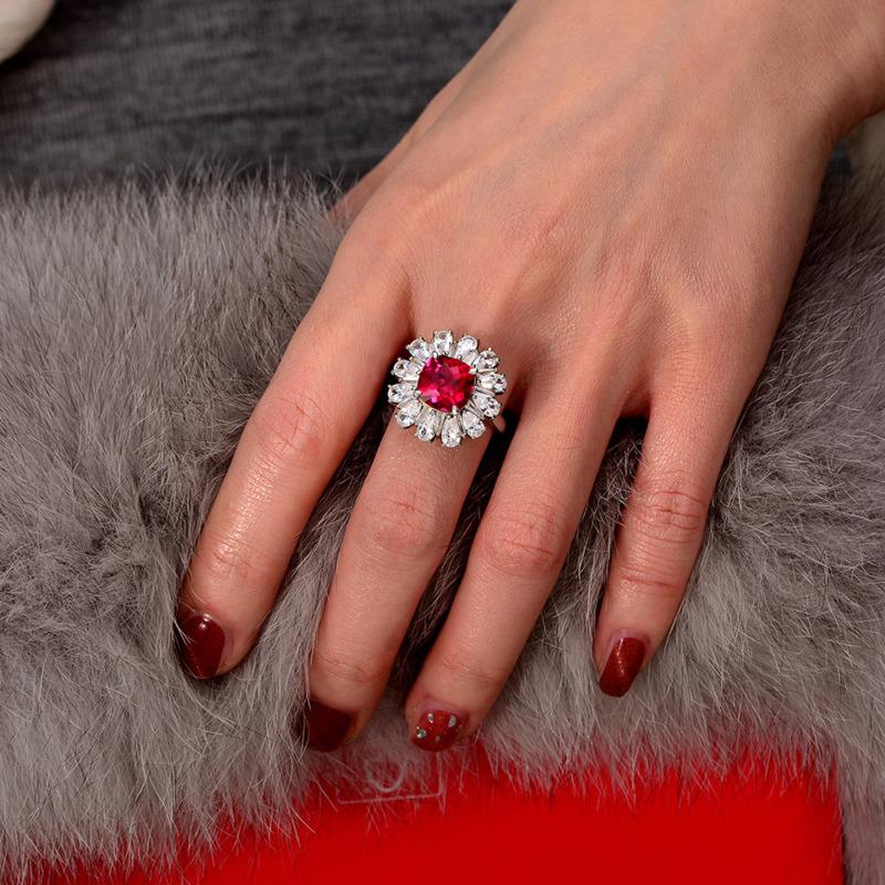 Gica Gema 925 Sterling Silver 9*9mm Zircon Gemstone Wedding Rings For Women Fine Jewelry