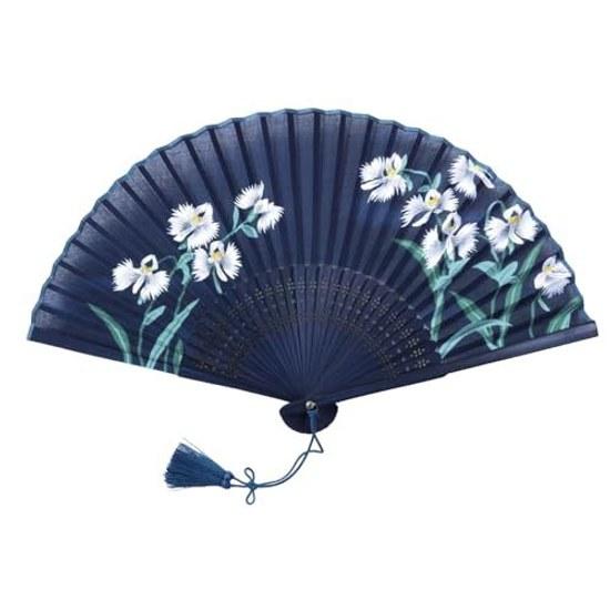 Osaka Choseido Fan Women Stylish Business Japanese Style Kimono Accessories Festival Indigo Dye Boxed.