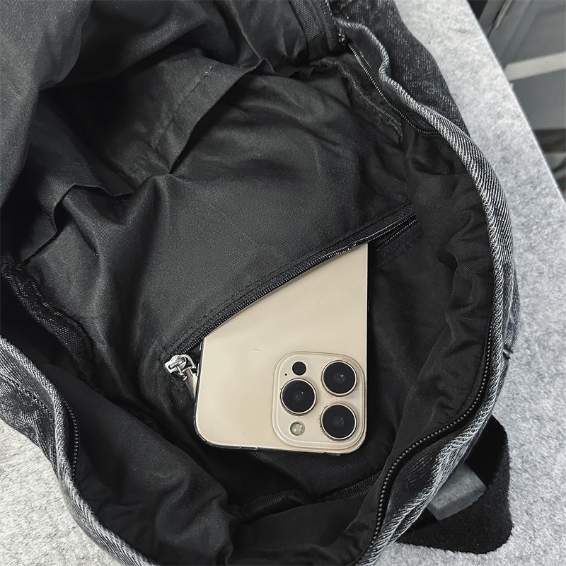 Retro džínový batoh s velkou kapacitou studentská školní taška