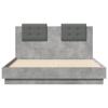 Bed Frame with Headboard Concrete Grey 135 X 190 Cm Engineered Wood