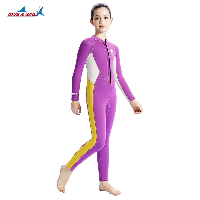 2.5mm Kids Girls Neoprene Wetsuit Full Body Long Sleeve Snorkeling Surfing Swimming Warmth UV Protection