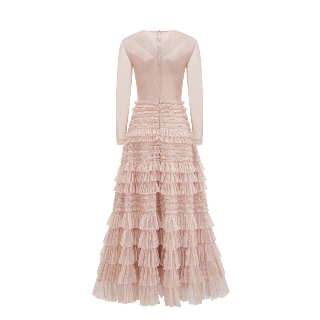 Autumn and Winter New Niche Cross Personalized Dress Temperament Elegant Long-sleeved A-shaped Skirt Commuter Women's Clothing