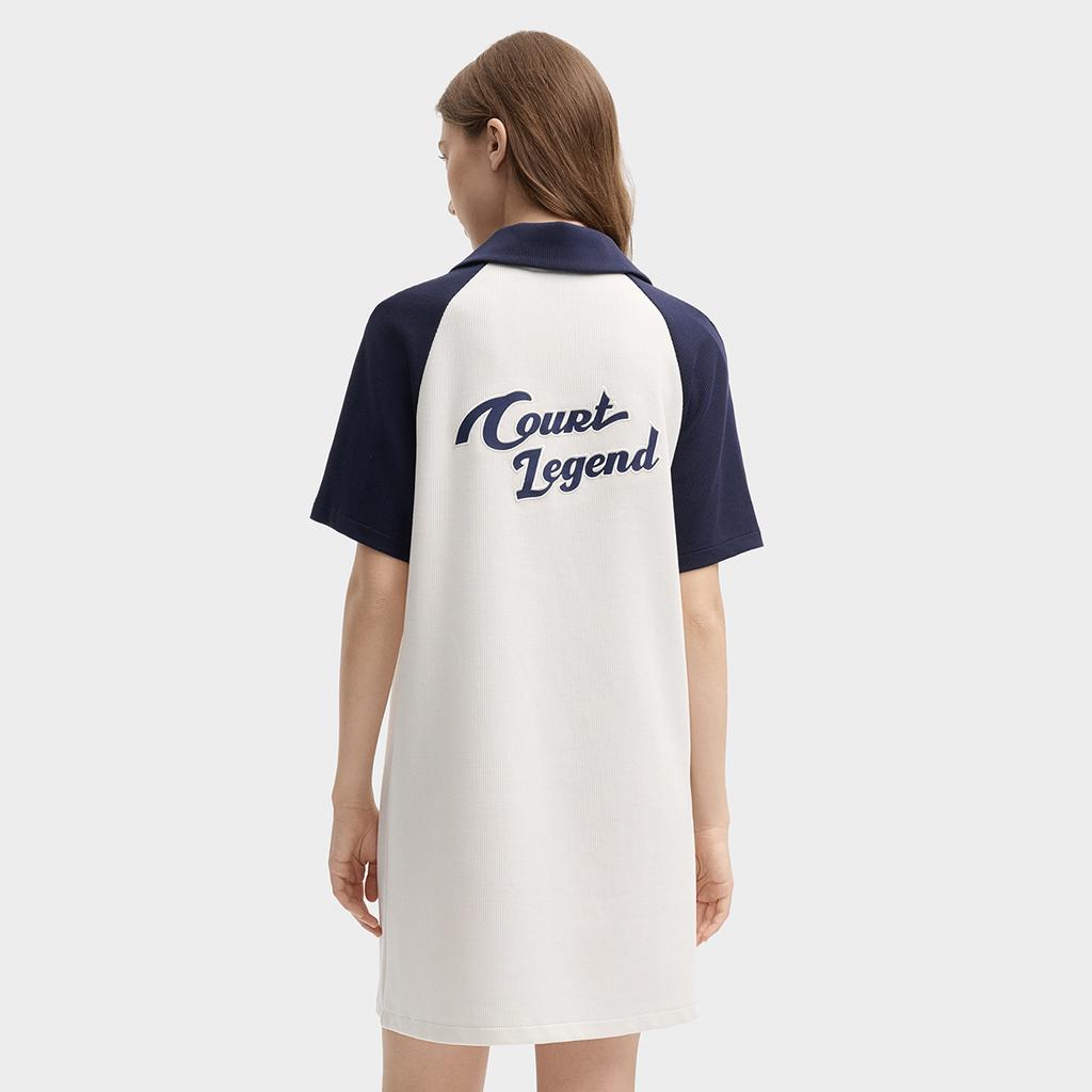 FILA Original Outdoor Casual Comfortable Polo Dress Women Dresses Cloud-Mushroom-White F11W439303FWT
