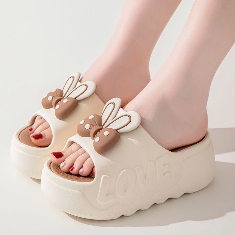 Women's Thick-Soled High Heel Bowknot Slippers for Indoor/Outdoor Wear