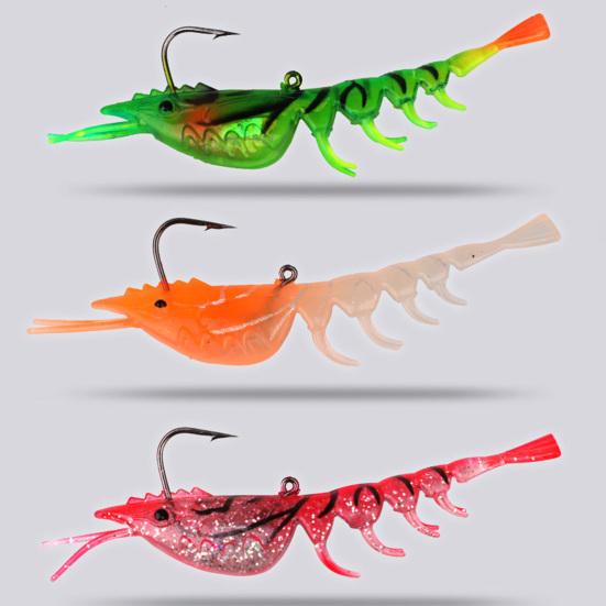Bionischer weicher Garnelenköder Weicher Köder Realistisch aussehend Leuchtende Farbe Natürliche Schwimmhaltung Leuchtender künstlicher Köder