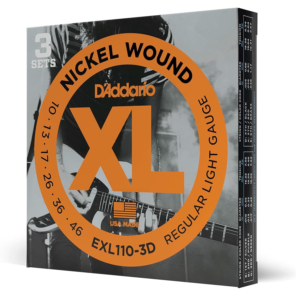 D'Addario (Daddario) Cordas para Guitarra Elétrica EXL-110-3D (Pacote com 3 Conjuntos)