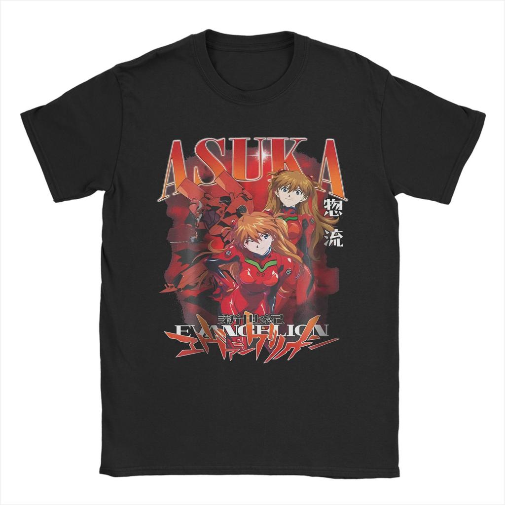 Novelty EVA Asuka T Shirt Unisex Round Neck Short Sleeve Tops Anime Manga Cute Girl Cotton Summer Top Tee