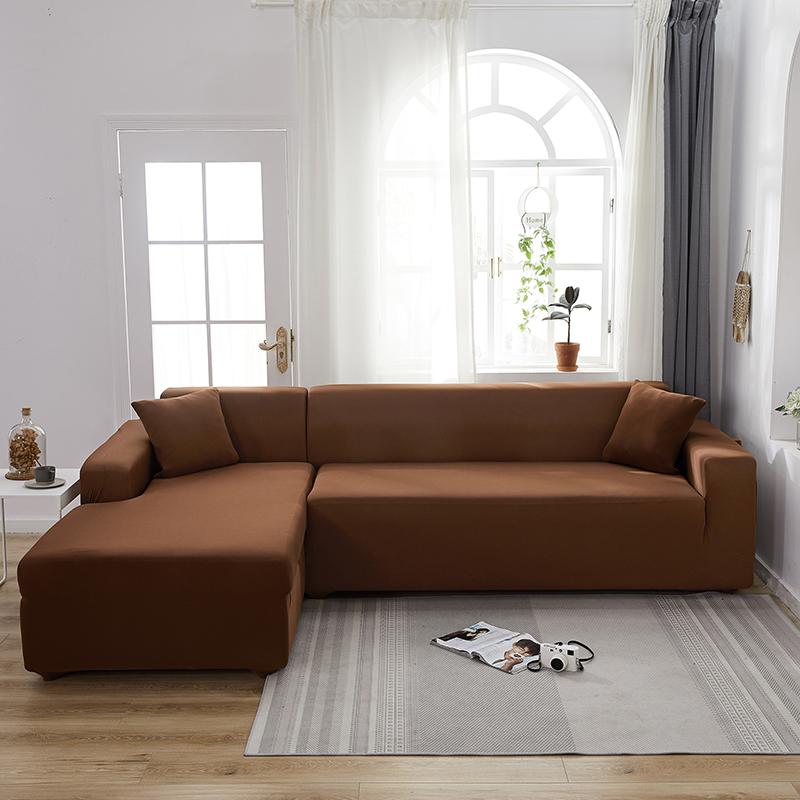 Solid Color Stretch Sofa Cover for Living Room Elastic Slipcovers  Couch Cover L Shape Armchair Cover Single/Two/Three/Four Seat