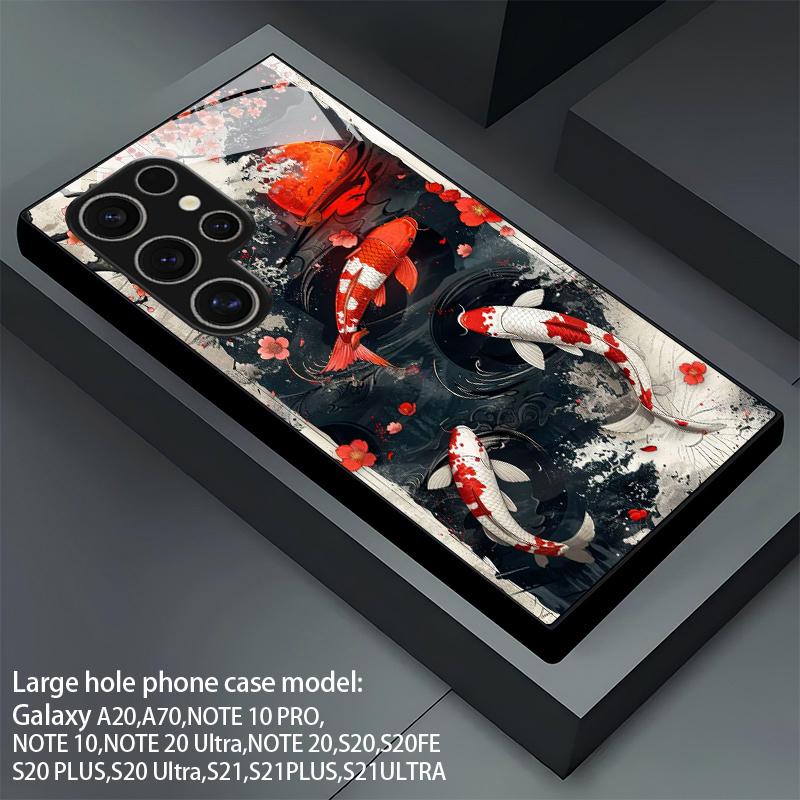 Koi Pattern 2D Phone Case for Samsung S26 S25 S24 S23 S22 S21 S20 A56 A36 A16 - Glass Protective Cover