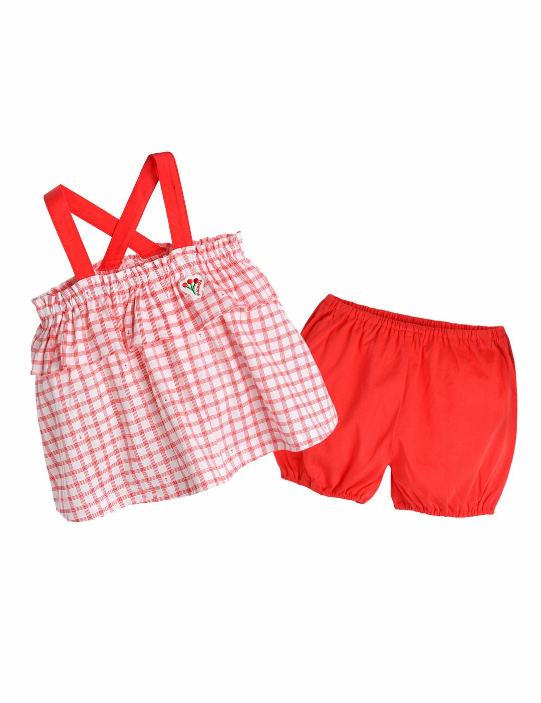 Check Toddler Sleeveless Tank Top and Shorts Summer Loungewear Set 80