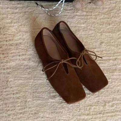 Ballerinas Damen Ballettschuhe Wildleder Lässige Designer Square Toe Slipper 2024 Trend Herbst Schnürschuhe Sportschuhe Ballerinas Schuhe Damen