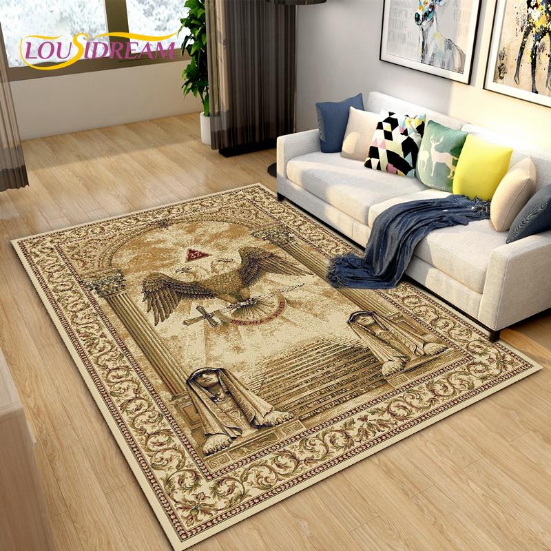 Masonic Carpet Freemason Illuminati Ring Area Rug Large,Carpet All Seeing Eye Rugs Carpets for Living Room,Fitness Pet Floor Mat