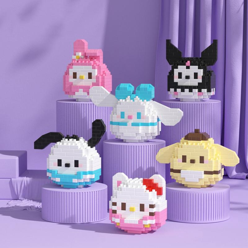 MINISO Sanrio Disney Anime Cartoon Actionfiguren Diamant Mikro Kleine Partikel Bausteine Hello Kitty Stitch Kinderspielzeug
