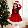 Maazusa Children's Santa Claus Costume, Red Skirt with Santa Hat, Perfect for Girls, Perfect for Christmas, Family Parties, or as a Gift