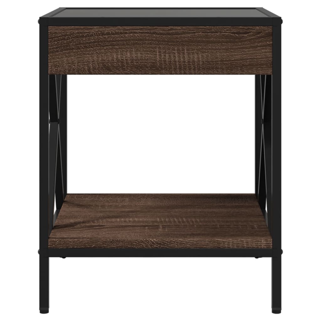 Nightstand with Infinity LED Brown Oak Effect 40 x 40 x 49 cm