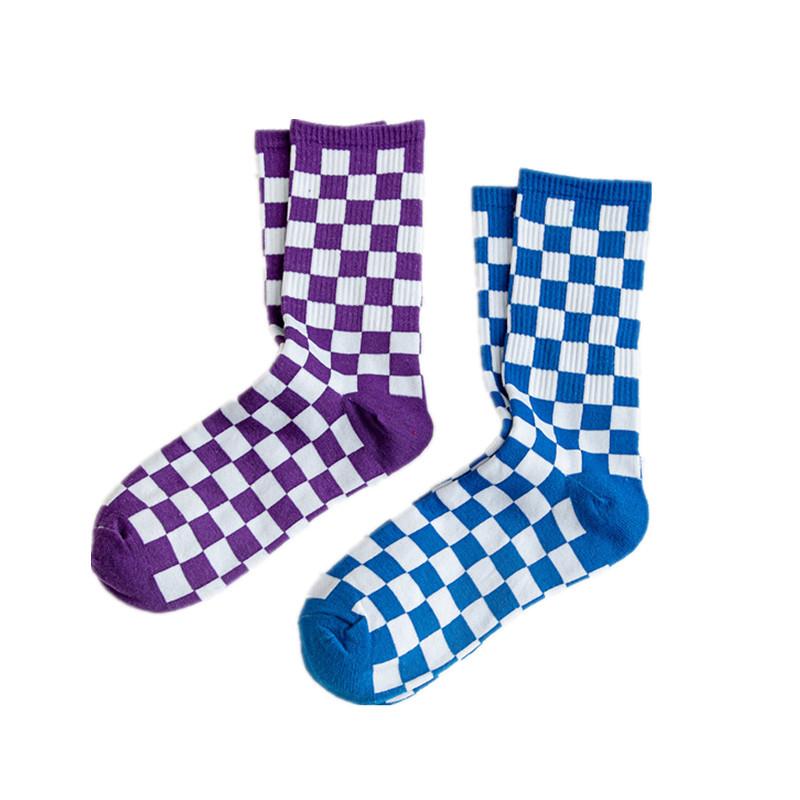 2025 Checkered Pure Cotton Mid-Calf Skateboard Socks - Unisex Trendy Plaid Sportswear