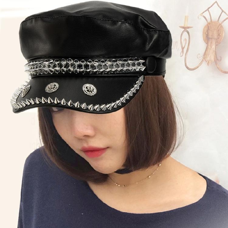 Abrasion Resistant PU Leather Baseball Hat 20 Studs Decoration Breathable Adjustable For Outdoor Activity