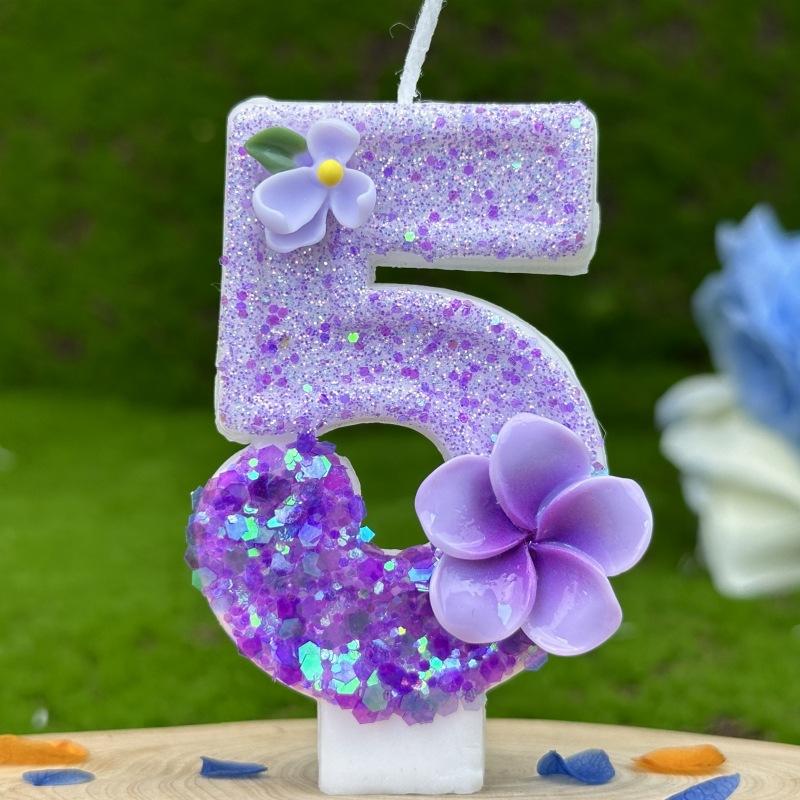Creative Digital Birthday Candle Cake Party Decoration First Birthday Flowers