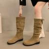 But Knee Long British Knight Boots Retro Western Cowboy Boots Korean Boots Slim Pleated Pile Boots Women