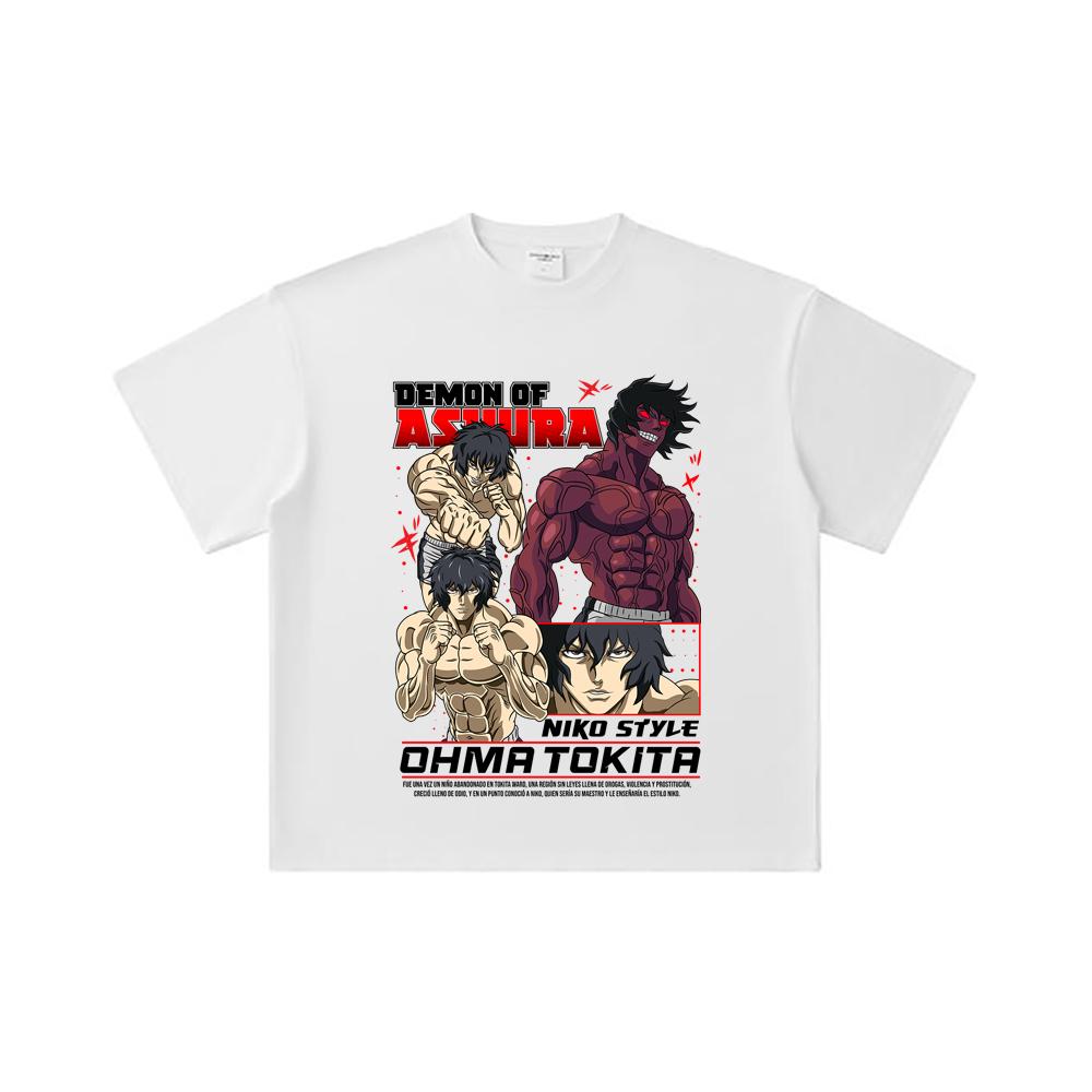 260 GSM Double Yarn 32 Count 100% Cotton Baki V5 Ohma Print Unisex Heavy Cotton T Shirt… More