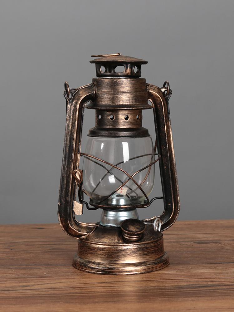 Vintage Wrought Iron Kerosene Hurricane Lamp - Nostalgic Camping Decor & Photography Prop