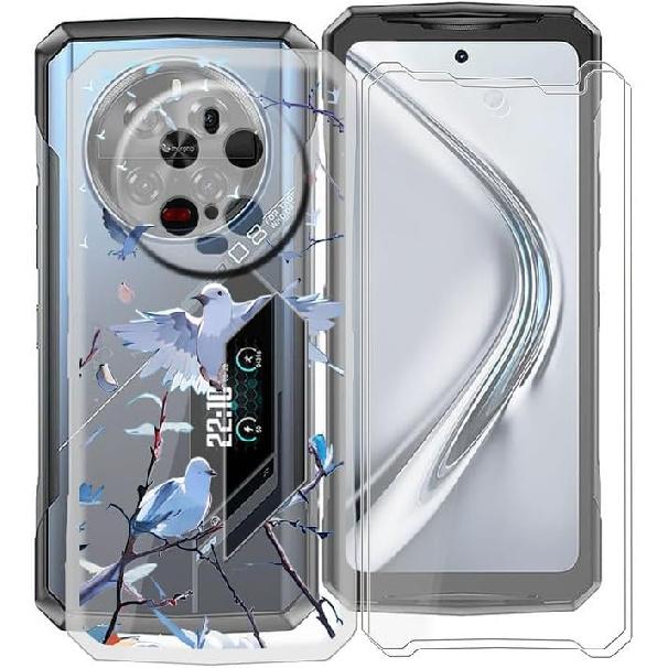Чехол для Doogee V40 Pro + 2 Защитных стекла, Прозрачный Мягкий Силиконовый Бампер, Ультратонкая Защитная крышка от падений для Doogee V40