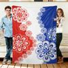 Red and Blue Floral Flannel Blanket Soft Cozy Throws Napping Travel Use