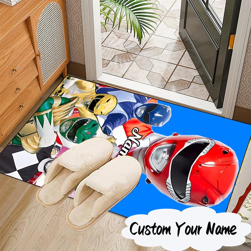 Custom Name Power Rangers City Adventure Carpet, Chair Rug,Area Rug for Office Bedroom living rooms bedroom, Doormat decor Christmas fan gifts