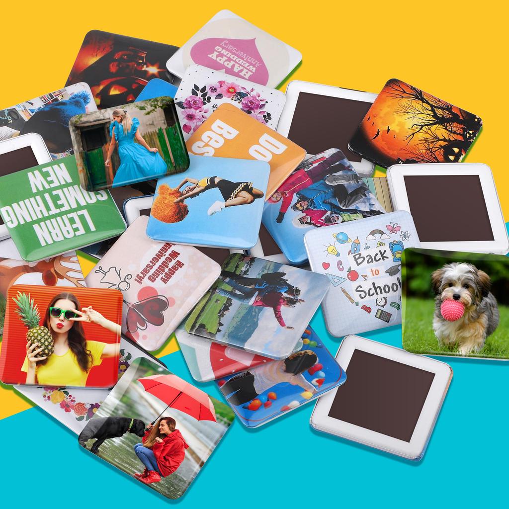 Badge Material, Square Badge Machine Parts, Square Badge Material, 50*50mm Square Badge Material, 100 Sets