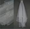Korean-Style Bride Veil with Beaded Hair Comb, 2-Layer Exquisite Handmade Design
