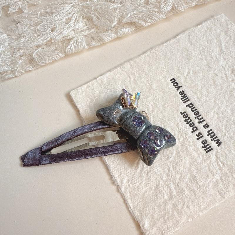 New Design Sweet Bow Hair Clip, Cute Resin Crystal Bangs Barrettes for Girls & Women, Heartwarming Hairpins for Flyaways