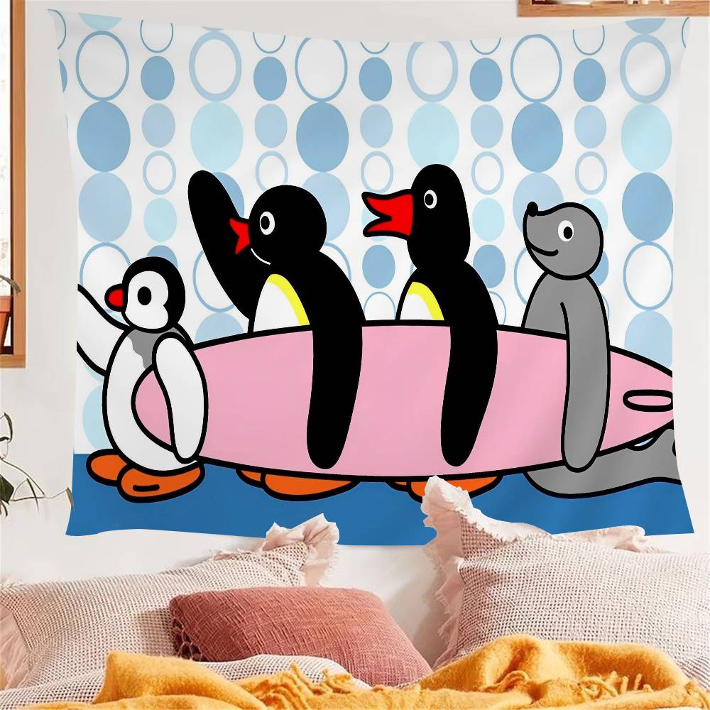 

Pingu series Penguin Cartoon Tapestry Art Science Fiction Room Home Decor Wall Hanging Sheets 74x94cm(29x37in)