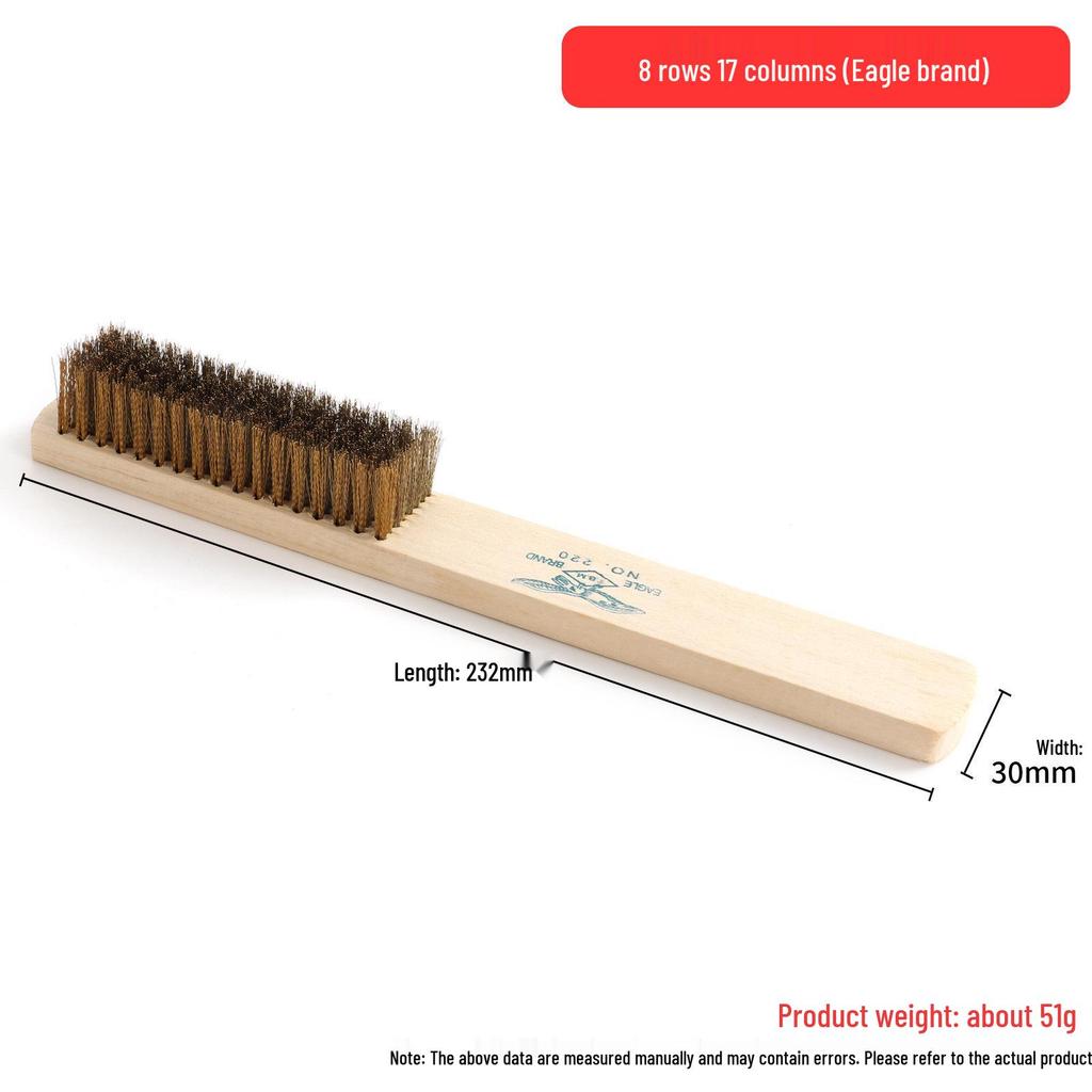 Wenwan Copper Wire Brush for Rust and Stain Removal - Hog Bristle & Steel Wire with Wooden Handle