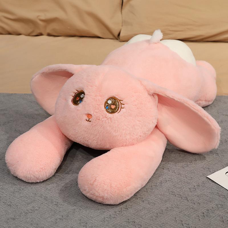 Cute lying animal rabbit teddy bear throw pillow plush toy doll panda doll children soothing rag doll